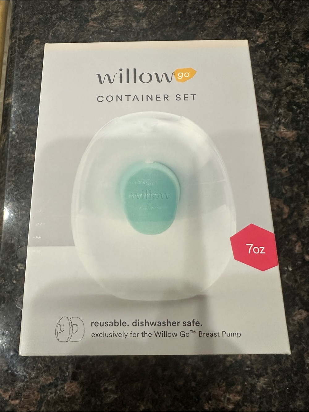 Willow Go Container Set in White with Teal Accent 7oz Brand New